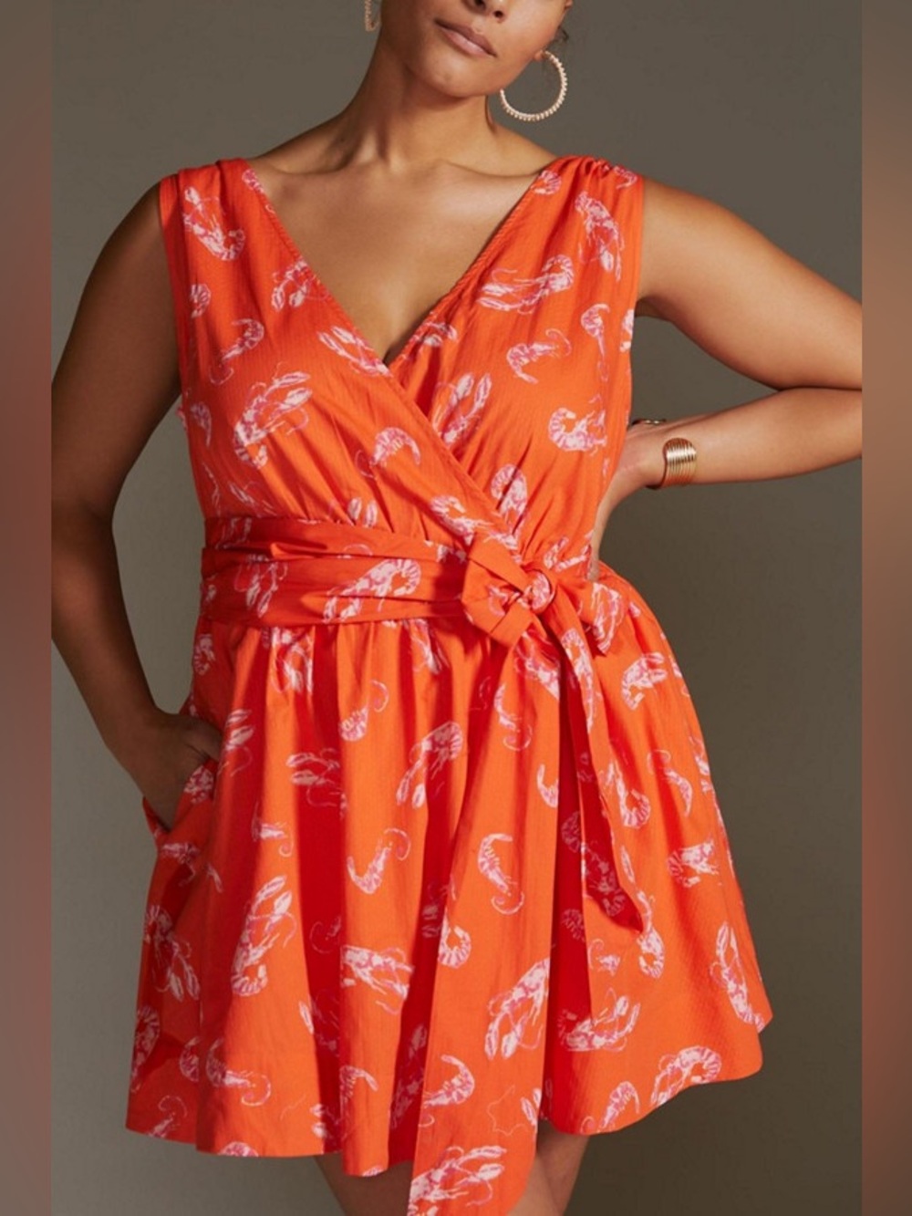 Anthropologie Maeve Mainely Lobster Wrap Dress